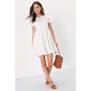 Lulus Sweetest Style White Tiered Babydoll Dress - Size S